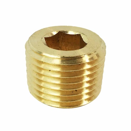 Interstate Pneumatics Brass Hex Headless Plug 1/2 Inch NPT Male FPP82B